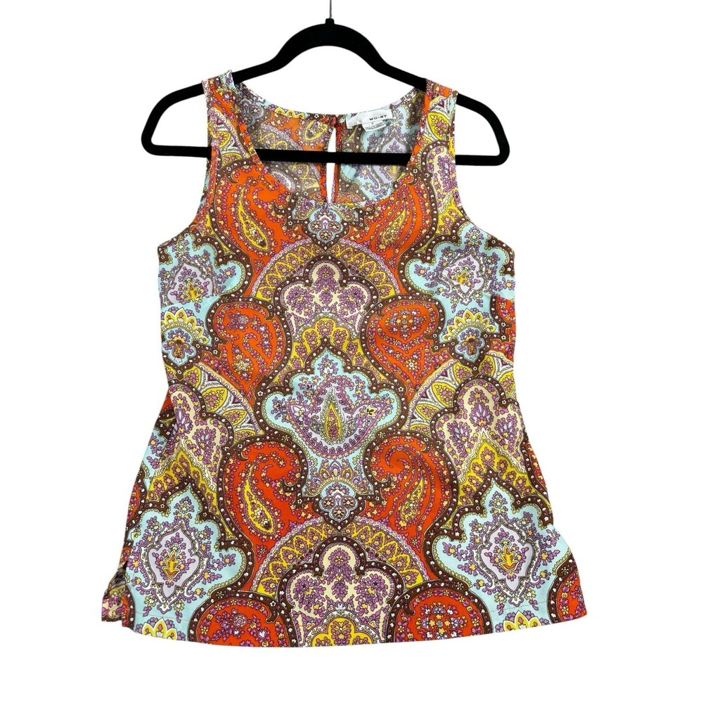 WD NY Paisley Print Sleeveless Tank Top Women's Small Boho Colorful Blouse